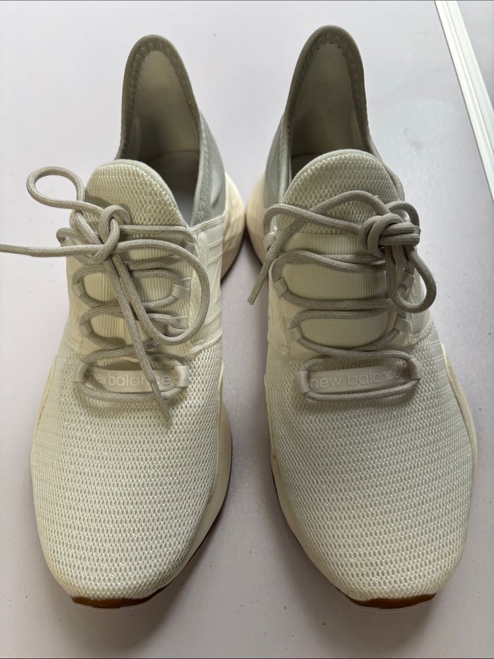 New Balance Lightweight Knit Trainers - Cream & Light Gray - Picture 4 of 12